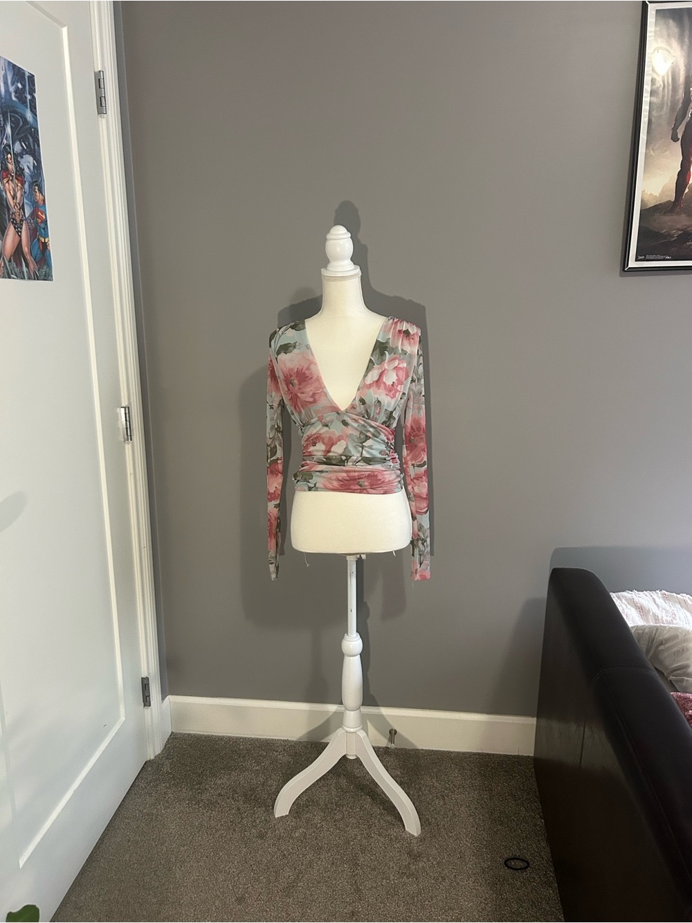 Windsor Floral Wrap Top - Pink & Sage